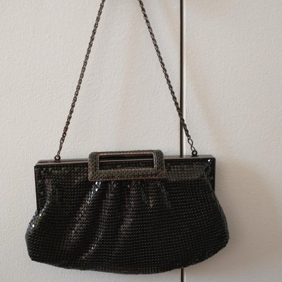 The Limited Black Metal Mesh Clutch Evening Handbag Purse - Picture 2 of 12